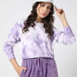 Women Tie & Dye Boxy Fit Round-Neck Sweatshirt-image-3