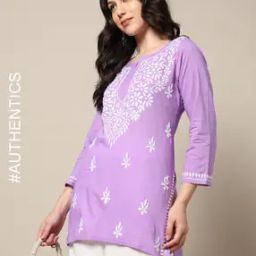 Women Hand Embroidered Lucknowi Chikankari Kurta-image-50