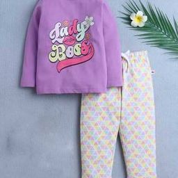 Girls Printed T-Shirt & Pyjamas Set-image-2