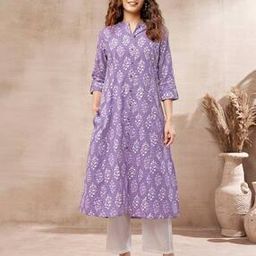 Women Block Print A-Line Kurta-image-41