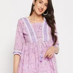 Floral Print Square-Neck Peplum Tunic-picture-23