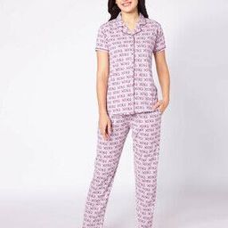 Typographic Printed Shirt & Pyjama Nightwear Set-image-10