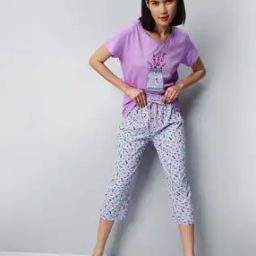 Floral Print T-Shirt & Capris Set-image-0