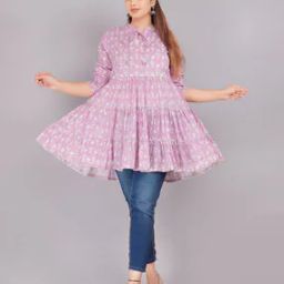 Floral Print Tunic with Tie-Up Neck-picture-16