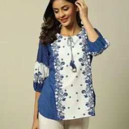Women Floral Print Tunic with Puff Sleeves-image-41