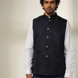 Floral Print Slim Fit Nehru Jacket-picture-53