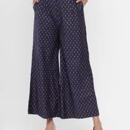 Block Print Palazzo Pants with Elasticated Waist-image-59