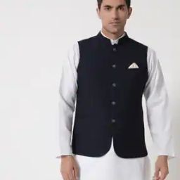 Men Patterned Regular Fit Nehru Jacket with Welt Pockets-37