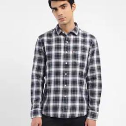 Men Checked Slim Fit Shirt with Patch Pocket-image-4