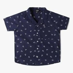 Boys Anchor Print Regular Fit Shirt-image-0