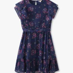 Girls Floral Print Fit & Flare Dress-image-127