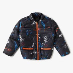 Boys Printed Regular Fit Puffer Jacket-image-109