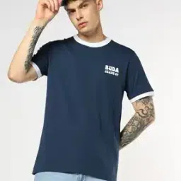 Men Logo Print Regular Fit Crew-Neck T-Shirt-image-80