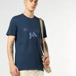 Men Typographic Print Regular Fit Crew-Neck T-Shirt-image-33