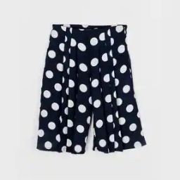 Polka-Dot Print Pleated Flared Culottes-image-57