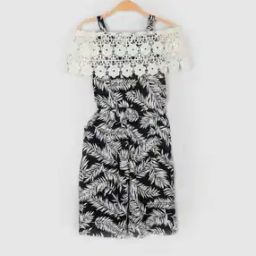 Tropical Print Jumpsuit with Overlay-image-43
