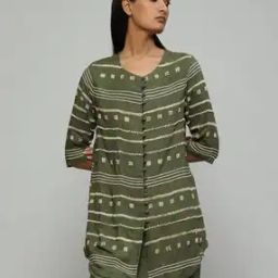 Sequin Embroidered Seagrass Tussar Silk Top-image-33