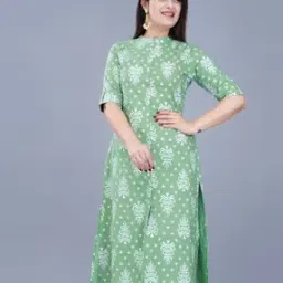 Women Ikat Print No Darts A-Line Kurta-image-76