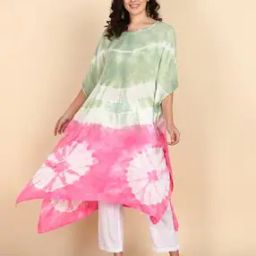 Women Tie & Dye No Darts Kaftan Kurta-image-11
