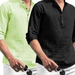Pack of 2 Men Slim Fit Short Kurtas-image-40