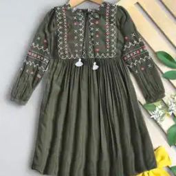 Girls Embroidery Fit and Flare Dress-image-2
