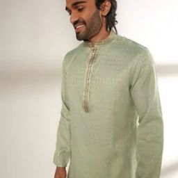 Embroidered Slim Fit Kurta with Slip Pockets-image-99