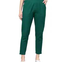 Women Straight Fit Pleat-Front Pants with Semi-Elasticated Waistband-image-58