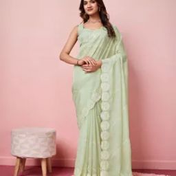 Women Embroidered Saree with Contrast Border-image-19
