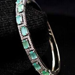 Women Rhodium-Plated Cubic Zirconia Bangle-Style Bracelet        -image-1