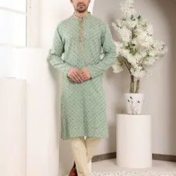 Men Embellished Regular Fit Long Kurta-image-20