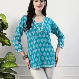 Women Block Print A-Line Kurti-image-28