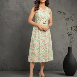 Women Floral Print Fit & Flare Dress-image-27