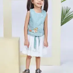 Girls Graphic Print Top & Skirt Set-image-117