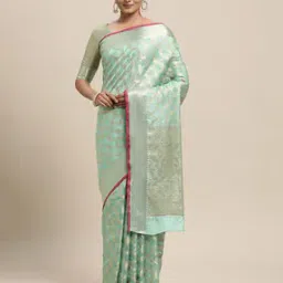 Woven Floral Saree with Contrast Border-image-46