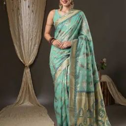 Paisley Woven Saree with Contrast Border-image-81