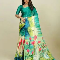Kalamkari Print Saree with Tassels-image-21