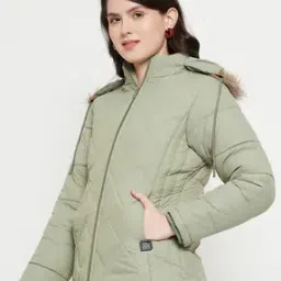 Women Zip-Front Hooded Puffer Jacket-image-0
