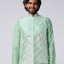 Men Embroidered Regular Fit Nehru Jacket-45