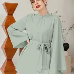 Women High-Neck Top with Belt-image-89