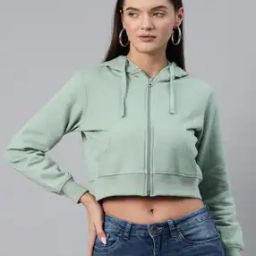 Women Regular Fit Hoodie with Split-Kangaroo Pockets-picture-41
