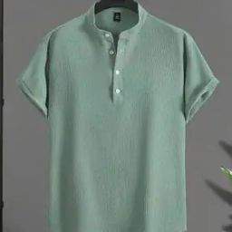 Men Knitted Loose Fit Shirt with Mandarin Collar-image-3