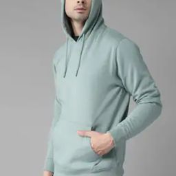 Men Regular Fit Hoodie with Kangaroo Pocket-35