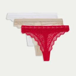Women Pack of 3 Lace Thong Briefs-picture-22