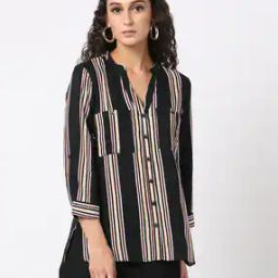 Striped Top with Patch Pocket-image-20