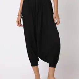 Women Voile Printed Double Layered Harem Pants-image-72
