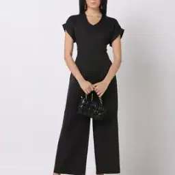 V-Neck Jumpsuit with Back Tie-Up-image-96