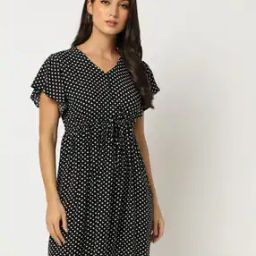 Polka-Dot Print Skater Dress-image-32
