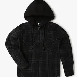 Checked Zip-Front Hoodie-image-97