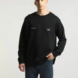 Men Regular Fit Sweatshirt with Tape Applique-image-65