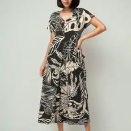 Women Leaf Print A-Line Dress-image-21